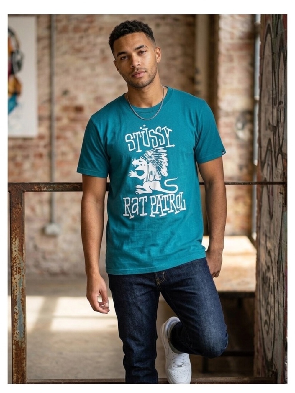 STUSSY Rat Patrol Teal Wild Wild West Teal/Green Unisex Size Small